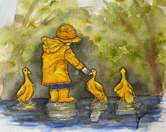 Delightful Ducks Original Watercolor Art Print