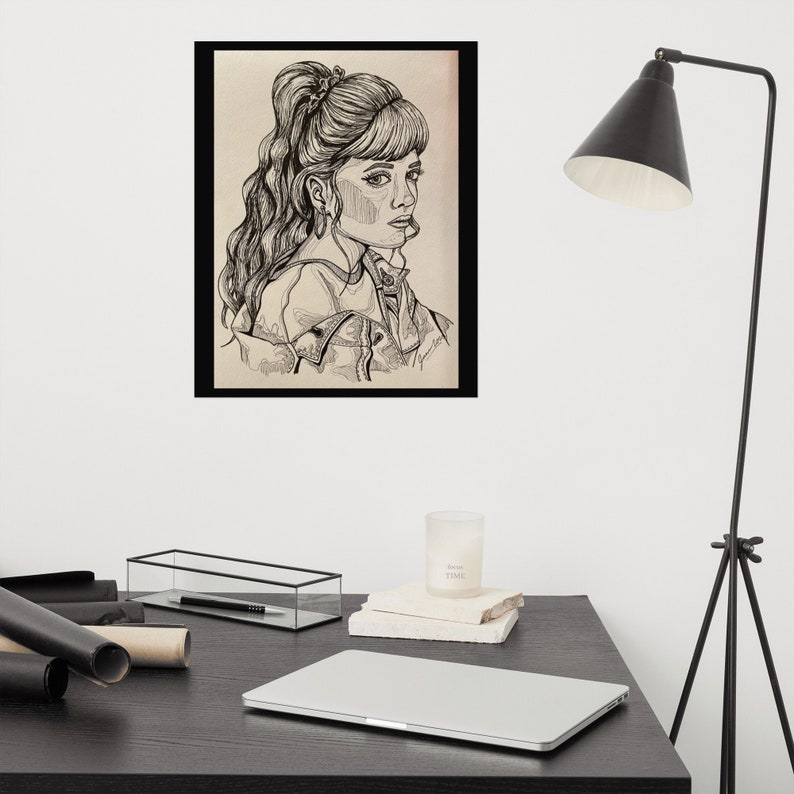 Original Artwork Girl With Ponytail Art Print image 1