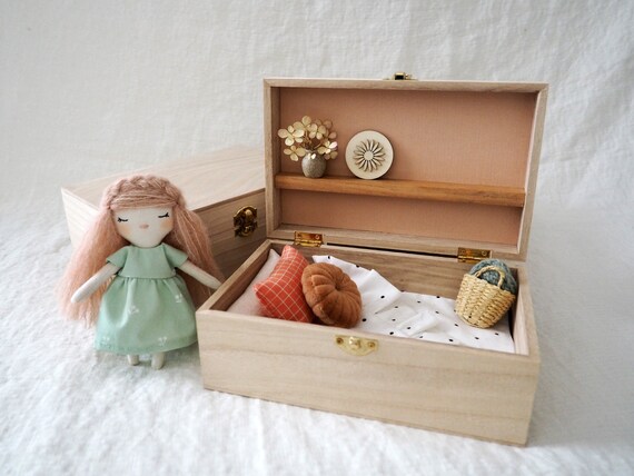 Home in a box play set dollhouse doll miniature handmade doll furniture pastel colors