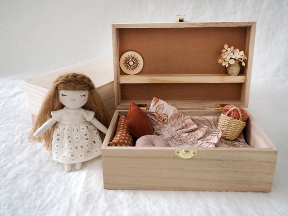 Home in a box play set dollhouse doll miniature handmade doll furniture neutral colors