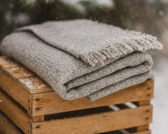 Alpaca Blanket Throw Hand Woven Fair Trade Bolivia 100% Alpaca - Grey Melange