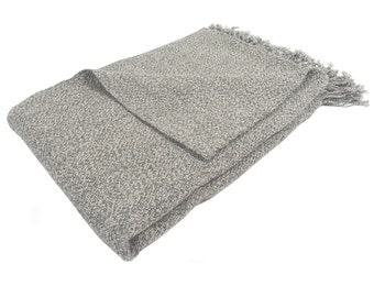 Alpaca Blanket Throw Hand Woven Fair Trade Bolivia 100% Alpaca - Grey Melange