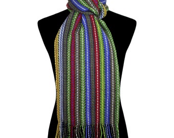 Alpaca Scarf "Light Rays" Hand Woven Fair Trade Bolivia 100% Alpaca - Rainbow