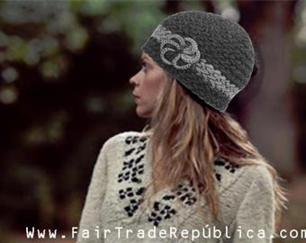 Alpaca Hat Braided "Florcita" Hand Made Fair Trade Bolivia Organic 100% Alpaca