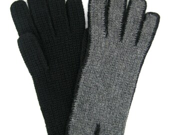 Men's Alpaca Gloves Solid Hand Crocheted Fair Trade Bolivia 100% Alpaca - Charcoal/Black