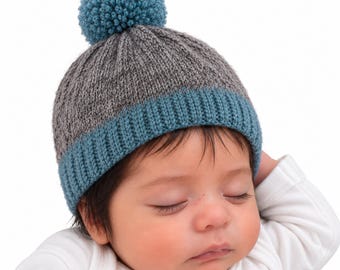 Handmade Alpaca Baby Hat and booties| Soft Knit Beanie with Pom-Pom