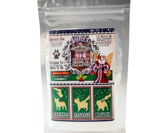 Dry Shampoo For Dogs! by Violet's Apawthecary Fairy. All Natural, Enchanted Forest Scent, Essential Oil, Chemical Free, Flea Repellant too!