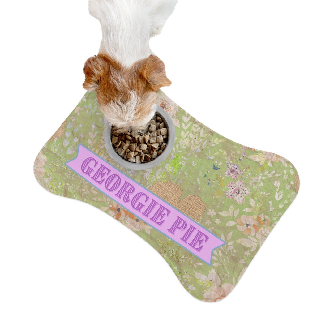 Personalized Bone Shaped Dog Mat for Feeding Area Personalized Dog