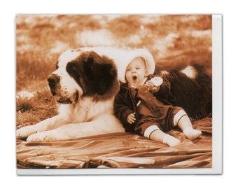 SAINT BERNARD AND GIRL COLEMANS STARCH ADVERT LOVELY DOG GREETINGS NOTE CARD SAINT BERNARD AND GIRL COLEMANS STARCH ADVERT LOVELY DOG GREETINGS NOTE CARD