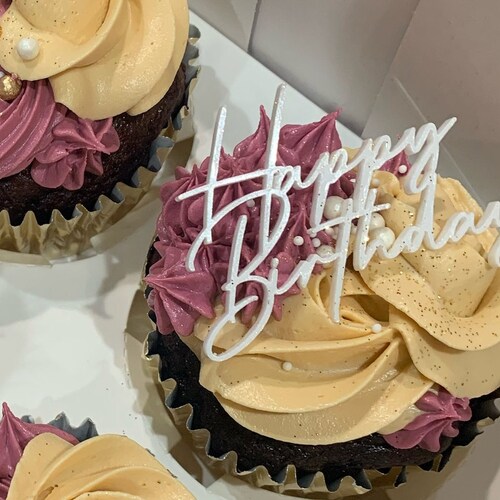 Acrylic Happy Birthday Cupcake Toppers Happy Birthday Cupcake Etsy