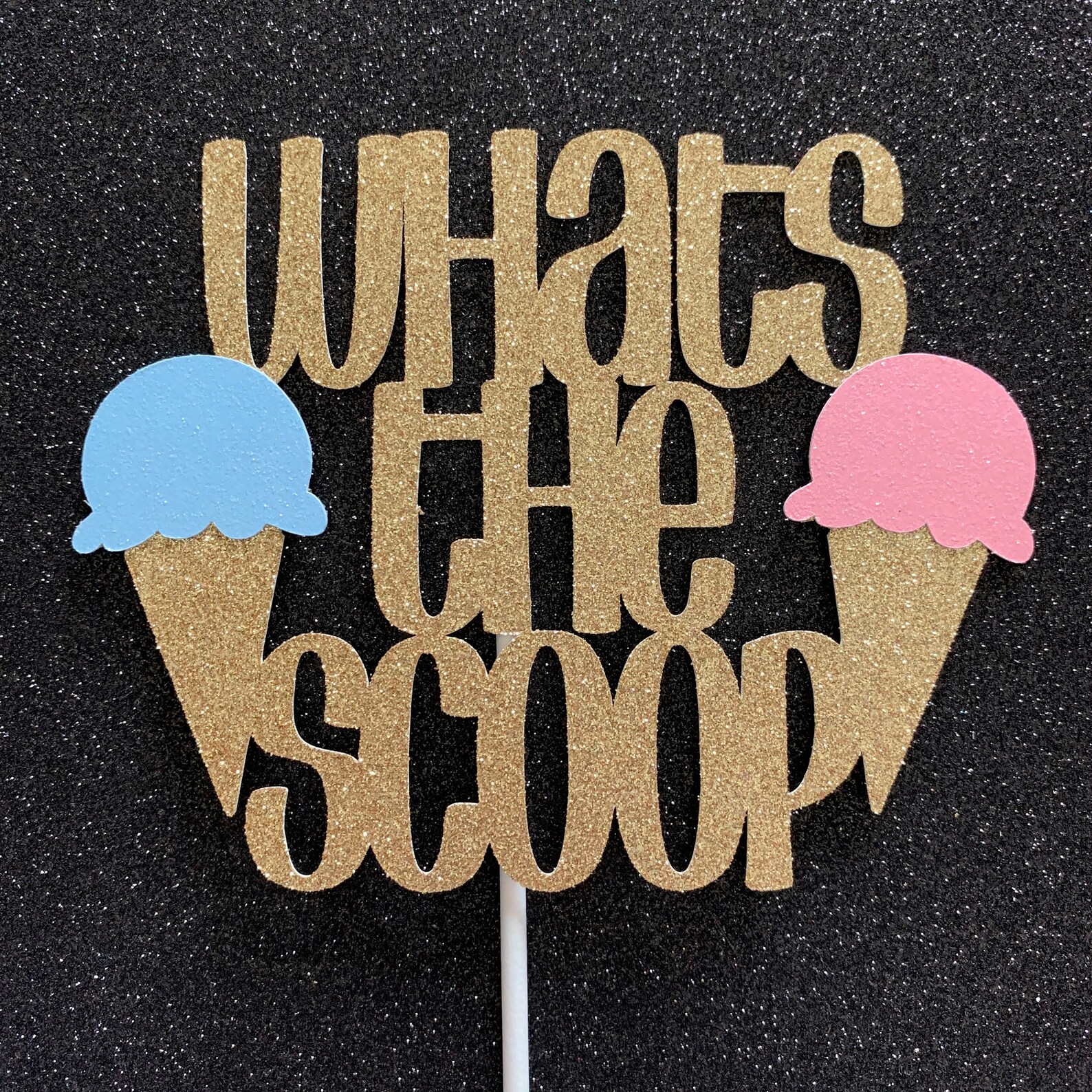 Whats the scoop gender reveal cake topper ice cream Etsy