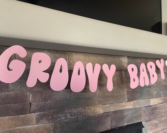 Groovy Baby Shower Banner: Glitter Cardstock Decorations