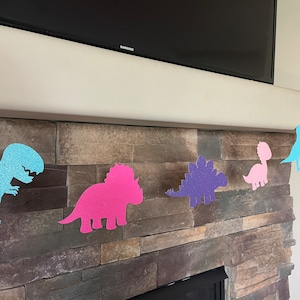 Girl dinosaur garland, girl dinosaur banner, dinosaur decorations, roar Im four decorations, dinosaur party, three rex, dinosaur party ideas