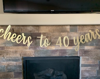 Cheers to 40 Years Glitter Banner: 40th Birthday Party Decor