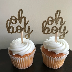 DIY Oh boy cupcake toppers / oh boy baby shower / oh boy / baby shower decorations / boy baby shower / baby shower cupcake toppers