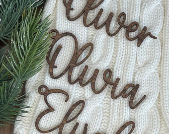 Christmas Stocking Tags, Wooden Stocking Tags, Custom Name Stocking Tags, Personalized Stocking Tags, Christmas Tags