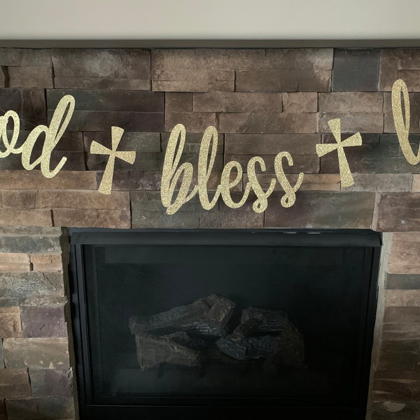 Custom God Bless Banner, God Bless Banner, Baptism Banner, Christening Banner, Baptism Decorations, First Communion Banner