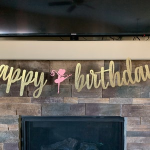 Ballerina happy birthday banner,  custom age ballerina banner, dance birthday, ballerina decorations, ballet birthday, custom ballerina sign