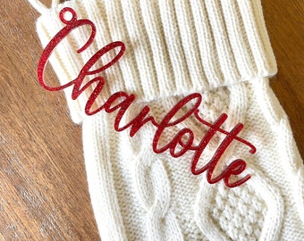 Christmas Stocking Tags, Glitter Acrylic Stocking Tags, Custom Name Stocking Tags, Personalized Stocking Tags, Christmas Tags