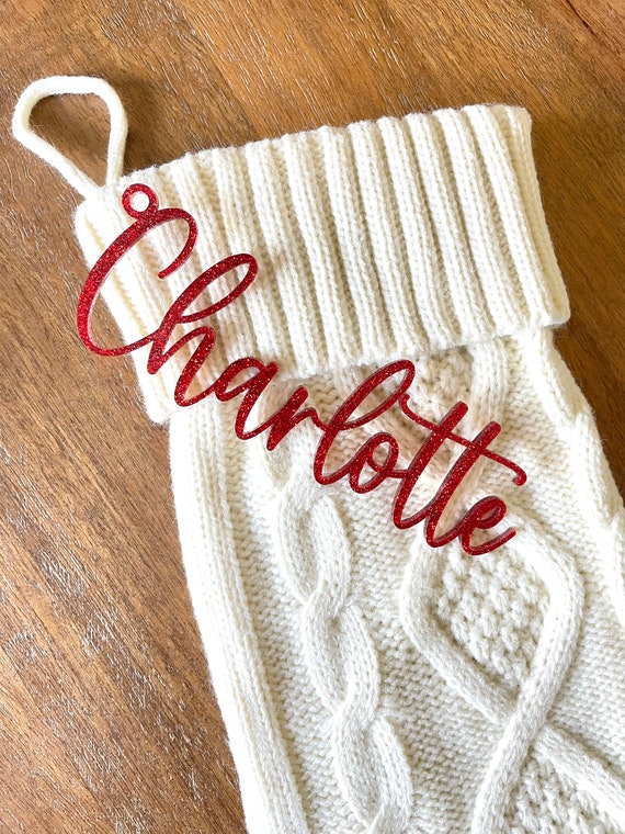 Christmas Stocking Tags, Glitter Acrylic Stocking Tags, Custom Name Stocking Tags, Personalized Stocking Tags, Christmas Tags