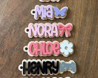 Backpack name tag, backpack name keychain for kids, custom name tag, kids tag, diaper bag tag, lunchbox tag, personalized name tag