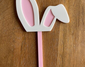 Acrylic Bunny Ear Cake Topper: Easter, Birthday, Shower Decor