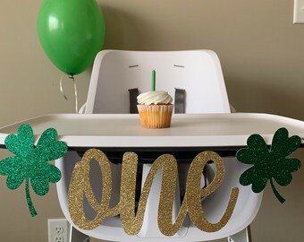 St Patricks Day 1st Birthday, St Patricks Day Birthday Banner, Shamrock high chair banner, Irish 1st birthday, March 17th birthday