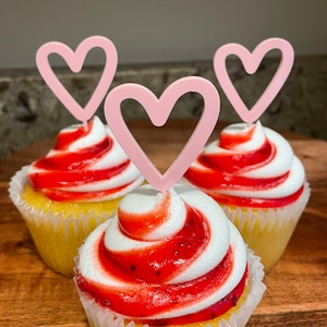 Heart cupcake toppers, heart toppers, Valentines decorations, whimsical hearts, heart food picks, acrylic heart cupcake toppers