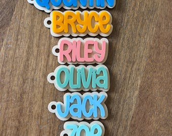Personalized Name Bag Tag, Kids 3D KeyChain, Acrylic Tag, Custom Backpack Tag, Diaper Bag Tag, Back to School Bag Tag
