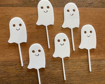 Ghost cupcake toppers, ghost toppers, Halloween decorations, baby shower ideas, ghost picks, acrylic ghost cupcake toppers