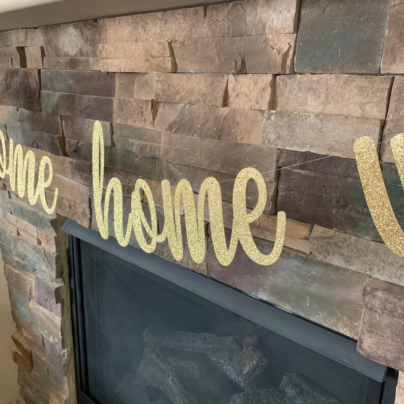 Custom Glitter Welcome Home Banner: Military Homecoming Party Decor image 2
