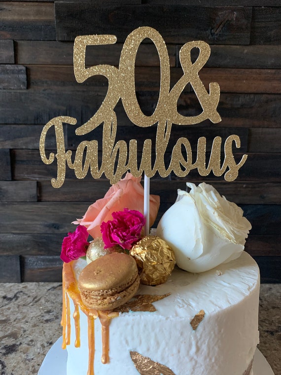 50 & Fabulous Cake Topper, 50th Birthday Party Decorations, 50th Birthday,  Fifty and Fabulous, 50th Decorations, 50th Birthday -  Norway