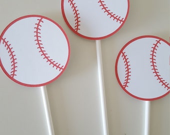 DIY Baseball Cupcake Toppers, Baseball Shower,  Baseball Birthday, Baseball Party