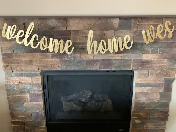 Custom Glitter Welcome Home Banner: Military Homecoming Party Decor