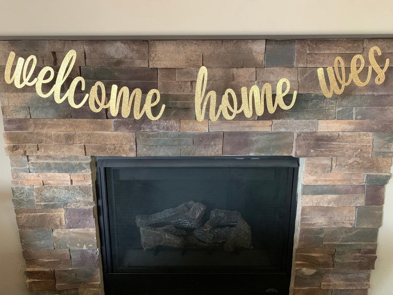 Custom Glitter Welcome Home Banner: Military Homecoming Party Decor image 1