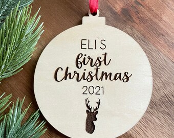 Baby’s first Christmas personalized ornament, babys first Christmas, wooden ornament, deer ornament, Christmas ornament, babys first