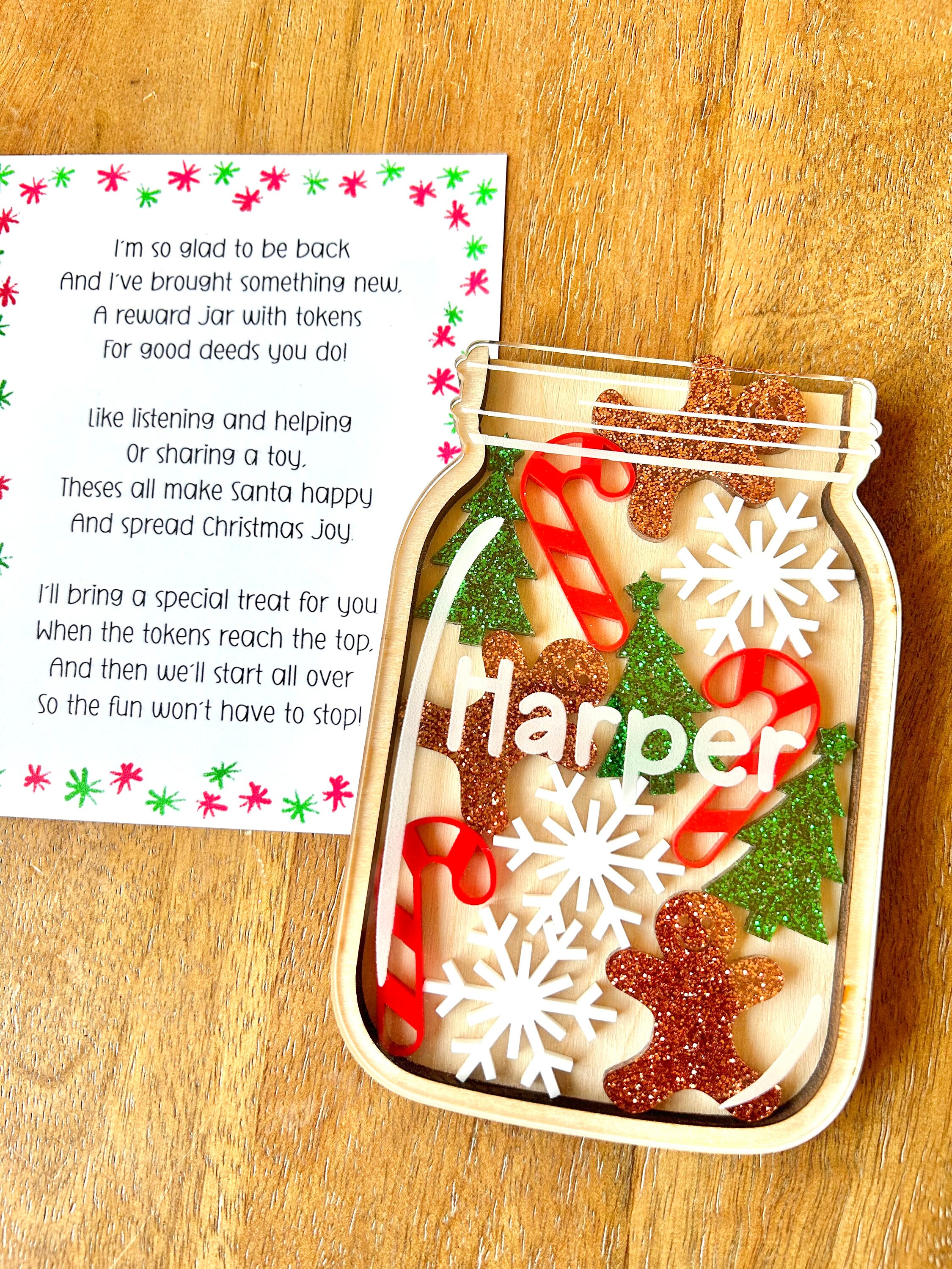 ThePaperPropShop Christmas Reward Jar, Elf Ideas, Reward Jar for Kids, Token Jar, Christmas Token Jar, Reward Jar from Elf, Gift from Elf, Note from Elf