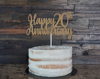 Glitter 20th Anniversary Cake Topper: Cheers to 20 Years