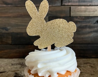 DIY Glitter Bunny Cupcake Toppers: Baby Shower Decorations (Set of 12)