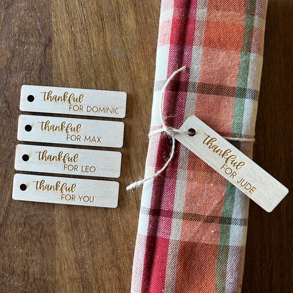 Personalized Napkin Tags, Thanksgiving Napkin Tags, Friendsgiving, Place Cards, Thanksgiving Table Decor, Table Seating, Thankful Tags