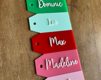 Christmas Stocking Tags, Acrylic Stocking Tags, Custom Name Gift Tags, Personalized Stocking Tags, Acrylic Gift Tags, Christmas Tags