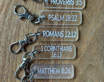 Personalized Bible Verse Keychain: Acrylic Religious Gift