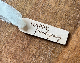 Friendsgiving Plywood Napkin Tags: Thanksgiving Place Card Table Decor