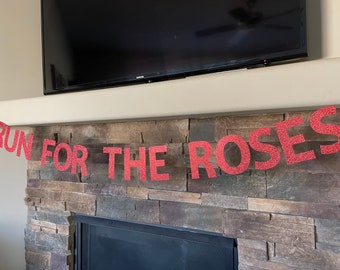 Run for the Roses Glitter Banner: Kentucky Derby Party Decor