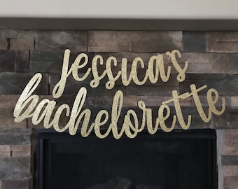 Custom Glitter Bachelorette Party Banner: Script Font