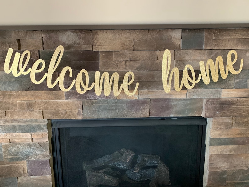 Custom Glitter Welcome Home Banner: Military Homecoming Party Decor image 4