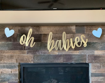 Oh babies banner, twin baby shower, baby announcement / baby shower decorations / baby shower banner, oh babies, oh babies heart banner