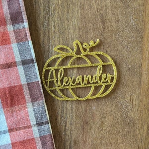 Personalized Acrylic Pumpkin Place Card: Thanksgiving Friendsgiving Decor