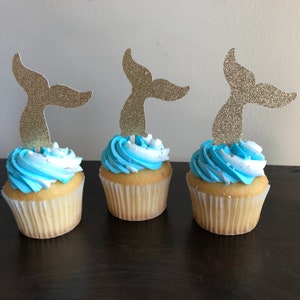 24 Pieces Mermaid Tail Cupcake Toppers Under The Sea Cake