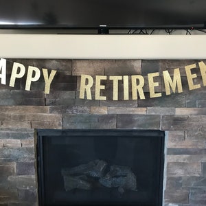 Happy retirement banner / happy retirement / retirement party / retirement decorations / retirement banner / custom banner / glitter banner